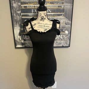 Never Worn Black Pretty Little Thing Dress with Ruffle Detailing